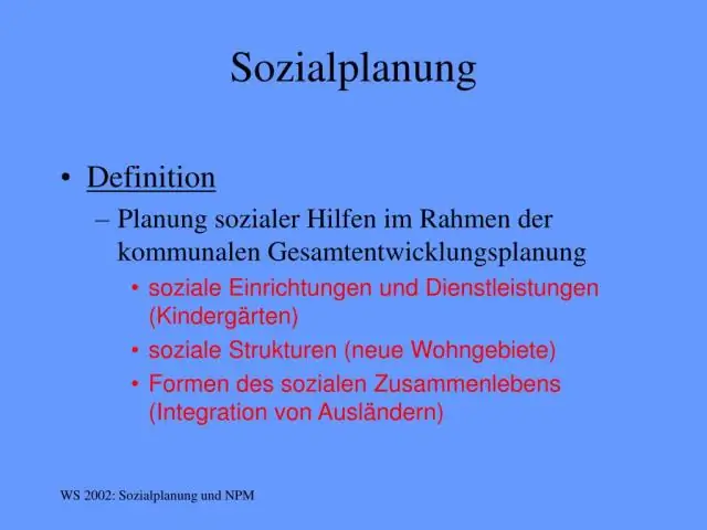 Sosyal planlama neleri içerir?